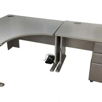 Bush Two-Piece Corner Office Desk With Three-Drawer Mobile File Cabinet