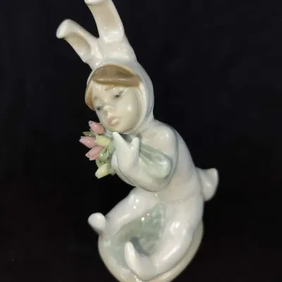 Lladró “Spring Flowers” Boy in Bunny Costume Porcelain Figurine #1509