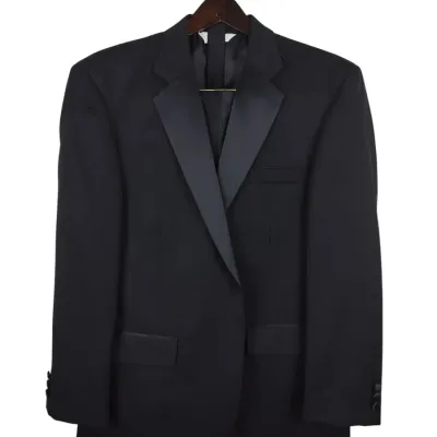 Versini Men’s Black Wool Tuxedo Jacket & Pants, 36 Short Trousers