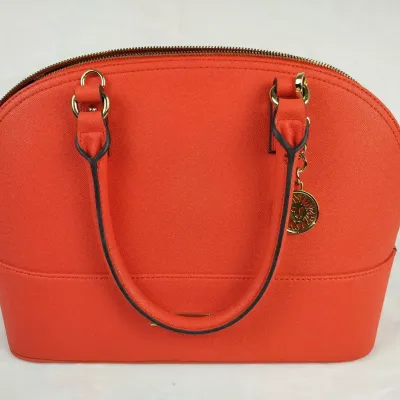 Anne Klein Shimmer Down Orange Dome Satchel Handbag