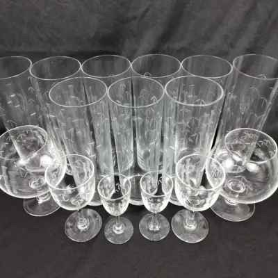 13-Piece Noritake Etched Bamboo Tom Collins & Cordial Glasses