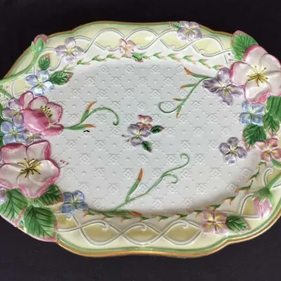Fitz and Floyd Garden Rhapsody Oval Floral Serving Platter with Handles