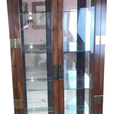 MCM Philip Reinisch Campaign-Style Lighted Glass Curio Cabinet - Model 504 #3