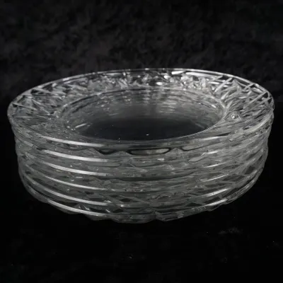 Tiffany & Co. Signed Rock Cut Lead Crystal 8" Plates, Set of 6