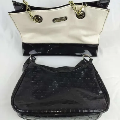 Anne Klein Cream & Black Chain Tote with JLO Black Patent Shoulder Bag