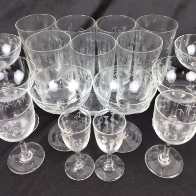 12-Piece Noritake Etched Bamboo Tumblers, Champagne & Cordial Glasses