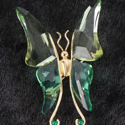 Daniel Swarovski 925 Sterling Green Crystal Butterfly Brooch Pin