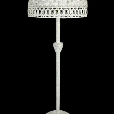White Wicker Floor Lamp With Matching Dome Shade