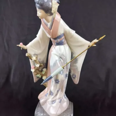 Lladró “Teruko” Japanese Woman With Parasol Porcelain Figurine #1451