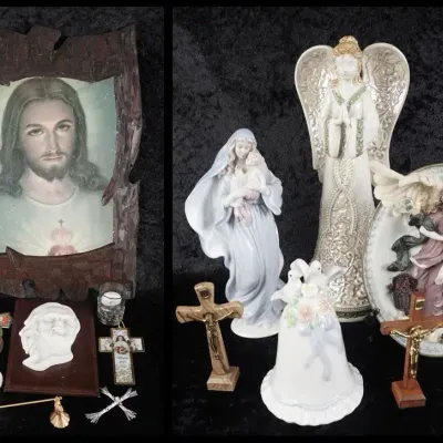 Christian Religious Decor, Angels, Crucifixes & Sacred Heart Portrait