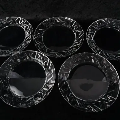Tiffany & Co. Signed Rock Cut Lead Crystal 8" Plates, Set of 5