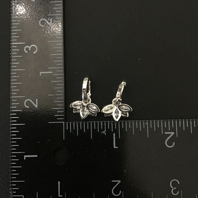 Beautiful silver plated Crystal Rhinestone dangle leaf hoop earrings