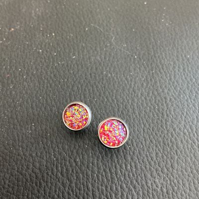 Silver Tone glitter earrings