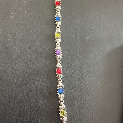 Silver Tone Multi Colored rhinestone Bracelet