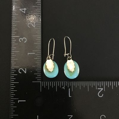 Beautiful aqua glass dangle earrings