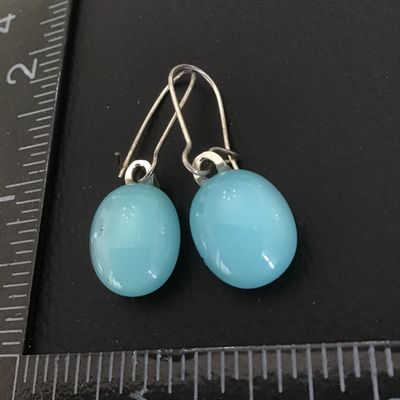 Beautiful aqua glass dangle earrings