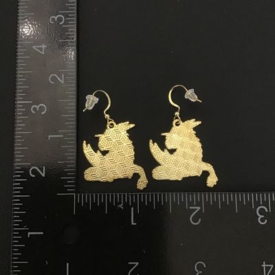 Gold tone, pastel purple and cream enamel dragon earrings