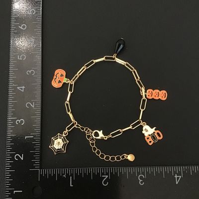 Cute gold tone Halloween charm bracelet