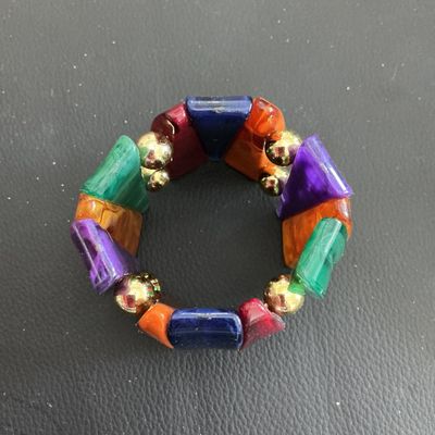 Vibrant multi colored stretchy fashion bracelet