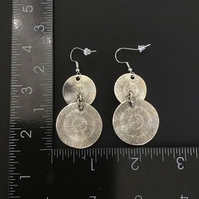 Fashion Boho ethnic double tier medallion drop earrings