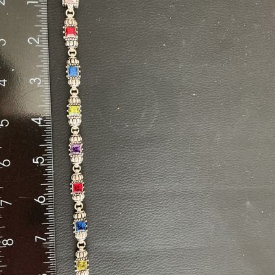 Silver Tone Multi Colored rhinestone Bracelet
