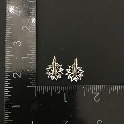 Beautiful silver toned light blue Crystal Rhinestone flower earrings
