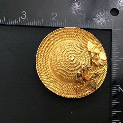 Gold Tone Floral Sun Hat Brooch