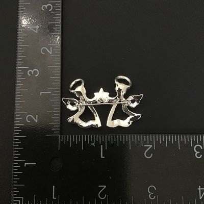 Cute silver tone angels brooch pin