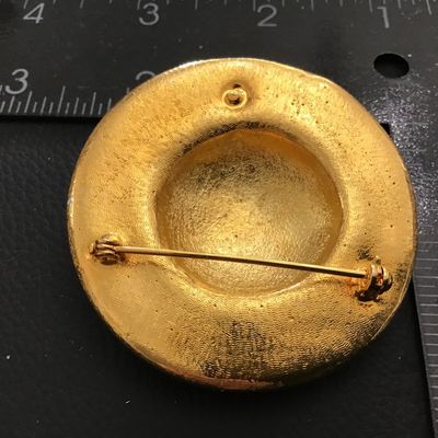 Gold Tone Floral Sun Hat Brooch
