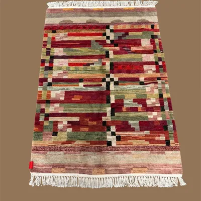 Colorful contemporary patchwork-style rug