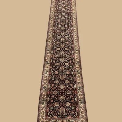 Extra-long traditional runner rug with repeating pattern