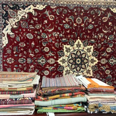 Rich red traditional rug with detailed floral pattern