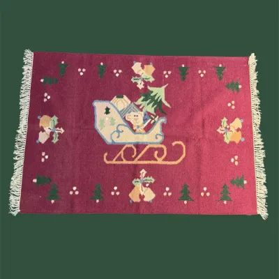 Playful pink decorative rug with whimsical animal and floral motifs