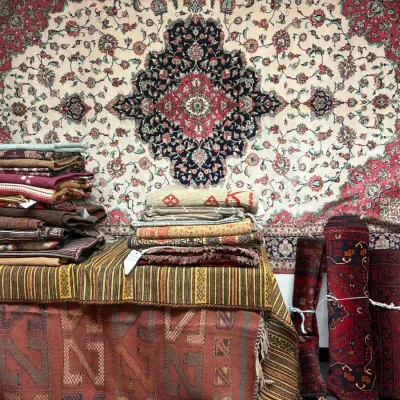 Traditional medallion rug with coordinating rug collection