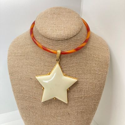 LOT 28: Vintage Lovely Line Green Watch with Orange Band, Statement Star Choker Necklace, Western Germany Graduated Color Beads and More