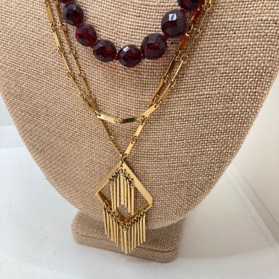 LOT 32: Gold Tone Statement Necklaces, Namruf Swiss Made 17 Jewels Necklace Watch and More
