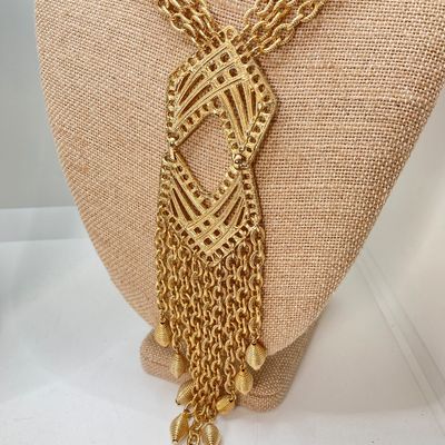 LOT 32: Gold Tone Statement Necklaces, Namruf Swiss Made 17 Jewels Necklace Watch and More