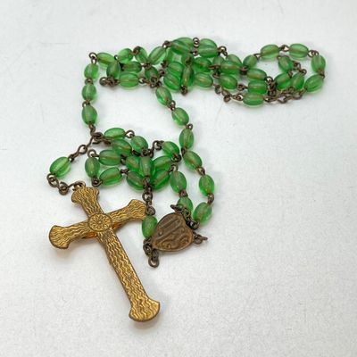 LOT 20: Vintage Religious Collection - Personalized Statue, Rosary Beads, Worry Beads and More