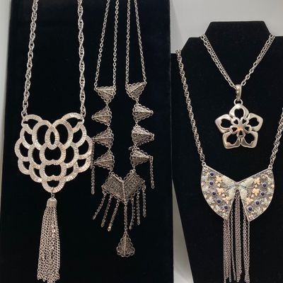 LOT 33: Large Collection of Silver Tone Necklaces