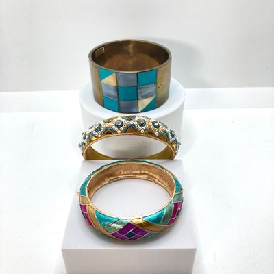 LOT 7: Vintage Braclets - Bangle and Millefiori Glass Bead Styles