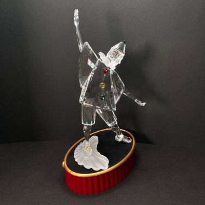 LOT 102: Retired Swarovski Crystal Pierrot Clown Figurine with Base