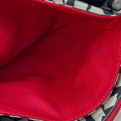 LOT 118: Red Woven Faux Leather Clutch / Crossbody Bag with Wrist Strap