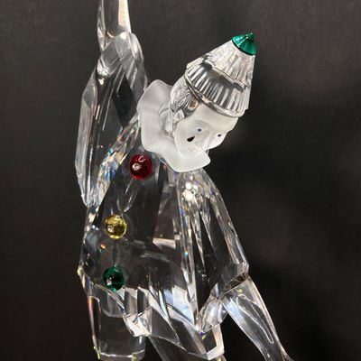 LOT 102: Retired Swarovski Crystal Pierrot Clown Figurine with Base