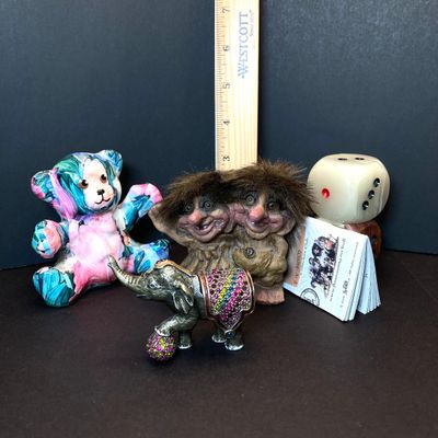 LOT 110: NyForm - The Original Trolls, Jay Strongwater Elephant, Onyx Dice and More
