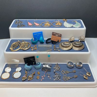LOT 14: Large Collection of Assorted Vintage Pierced Earrings