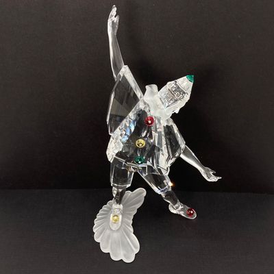 LOT 102: Retired Swarovski Crystal Pierrot Clown Figurine with Base