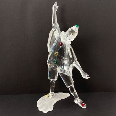 LOT 102: Retired Swarovski Crystal Pierrot Clown Figurine with Base