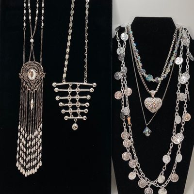 LOT 33: Large Collection of Silver Tone Necklaces