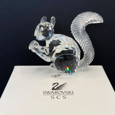 LOT 111: Swarovski Crystal Collection - SCS 10th Anniversary "The Squirrel" in Original Box with 2002 Bouquet of Roses