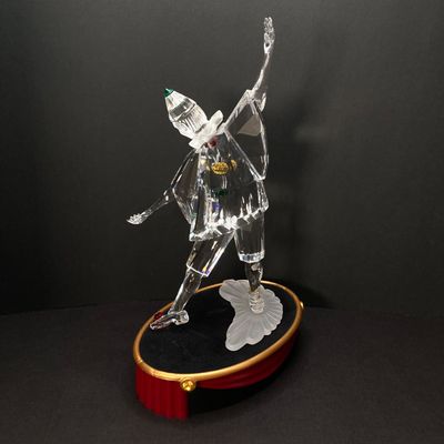LOT 102: Retired Swarovski Crystal Pierrot Clown Figurine with Base